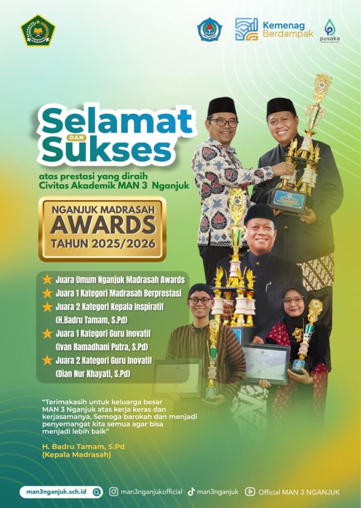 MAN 3 Nganjuk Meraih Juara Umum pada Event Kemenag Madrasah Awards Kabupaten Nganjuk dalam Memperingati HAB Kemenag Ke-80