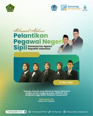 MAN 3 Nganjuk Ucapkan Selamat dan Sukses atas Pelantikan Pegawai Negeri Sipil Kementerian Agama RI