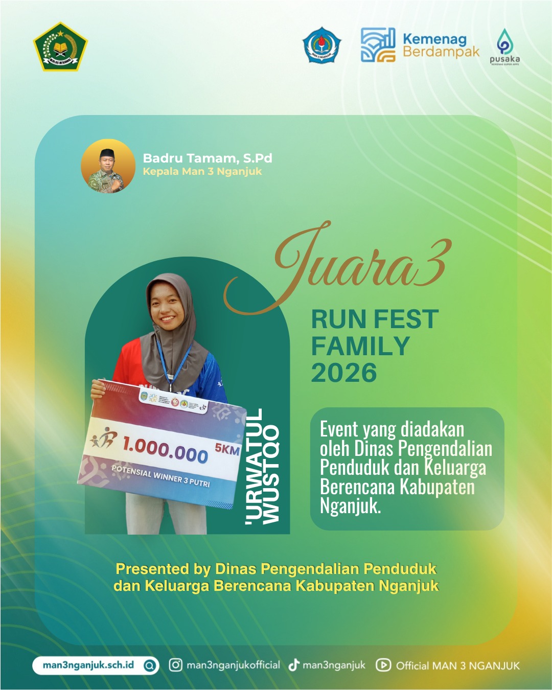 Siswa MAN 3 Nganjuk Raih Juara 3 dalam Ajang Run Fest Family 2026