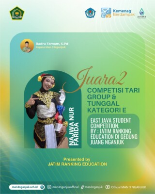 Siswa MAN 3 Nganjuk Ukir Prestasi, Najwa Nur Farida Raih Juara 2 Kompetisi Tari Tingkat Jawa Timur