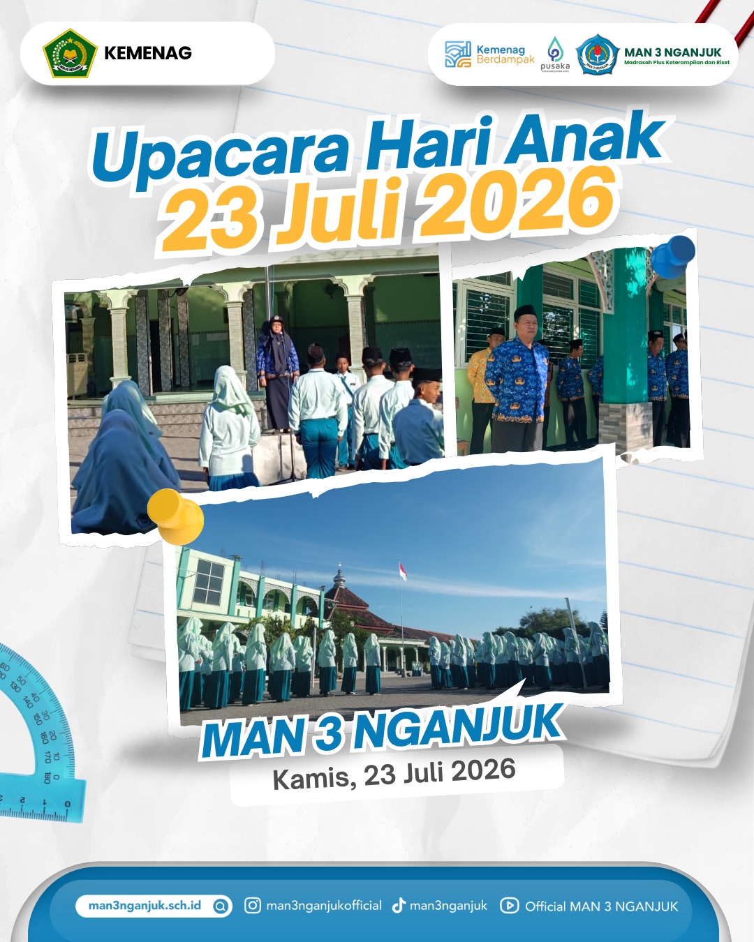 Semangat Hari Anak Nasional 2026: MAN 3 Nganjuk Gelar Upacara Penuh Khidmat dan Inspirasi